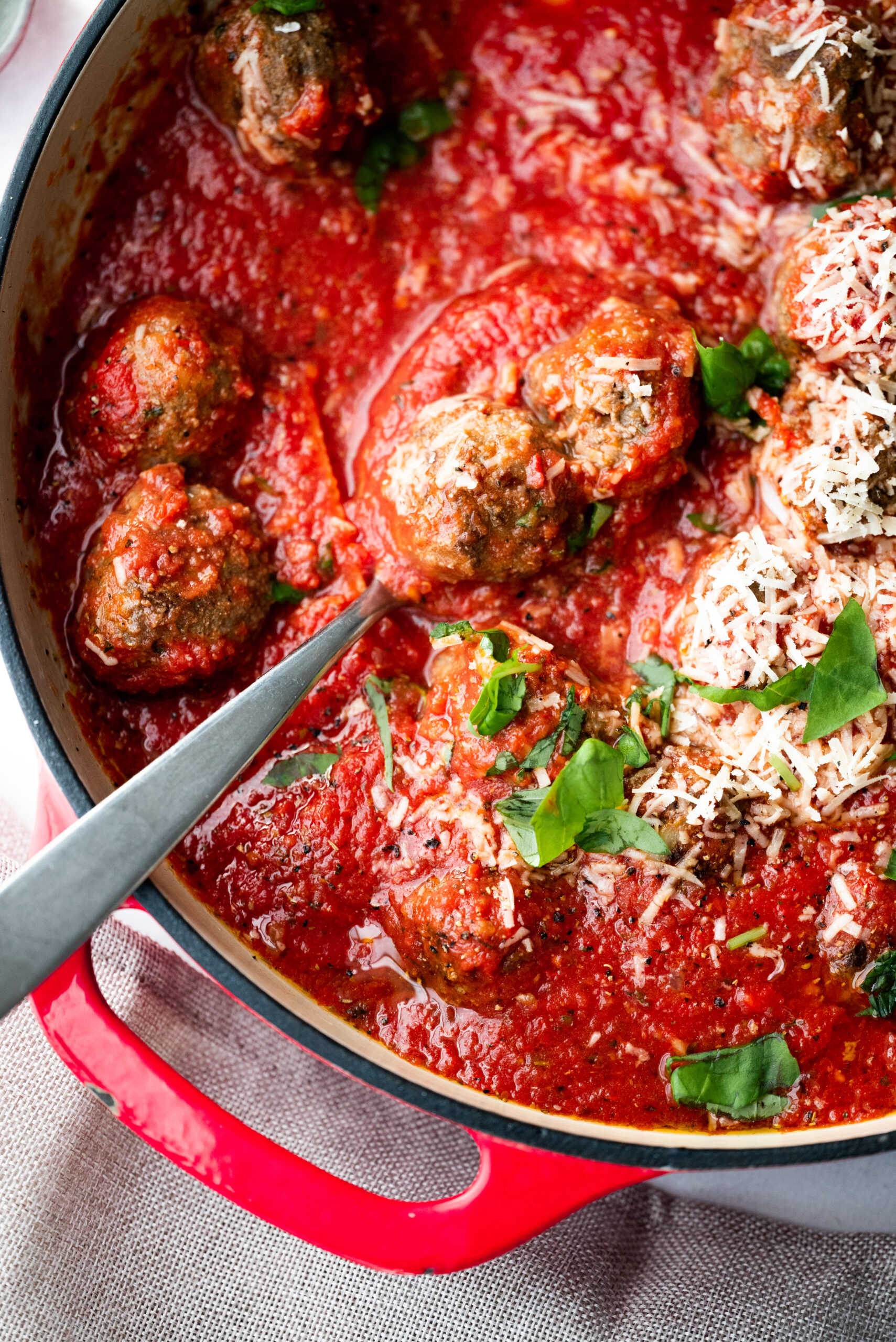 Dutch Oven Meatballs with Marinara Shutter + Mint
