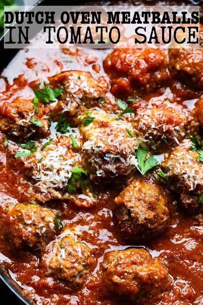 Image of meatballs with text overlay for pinterest.