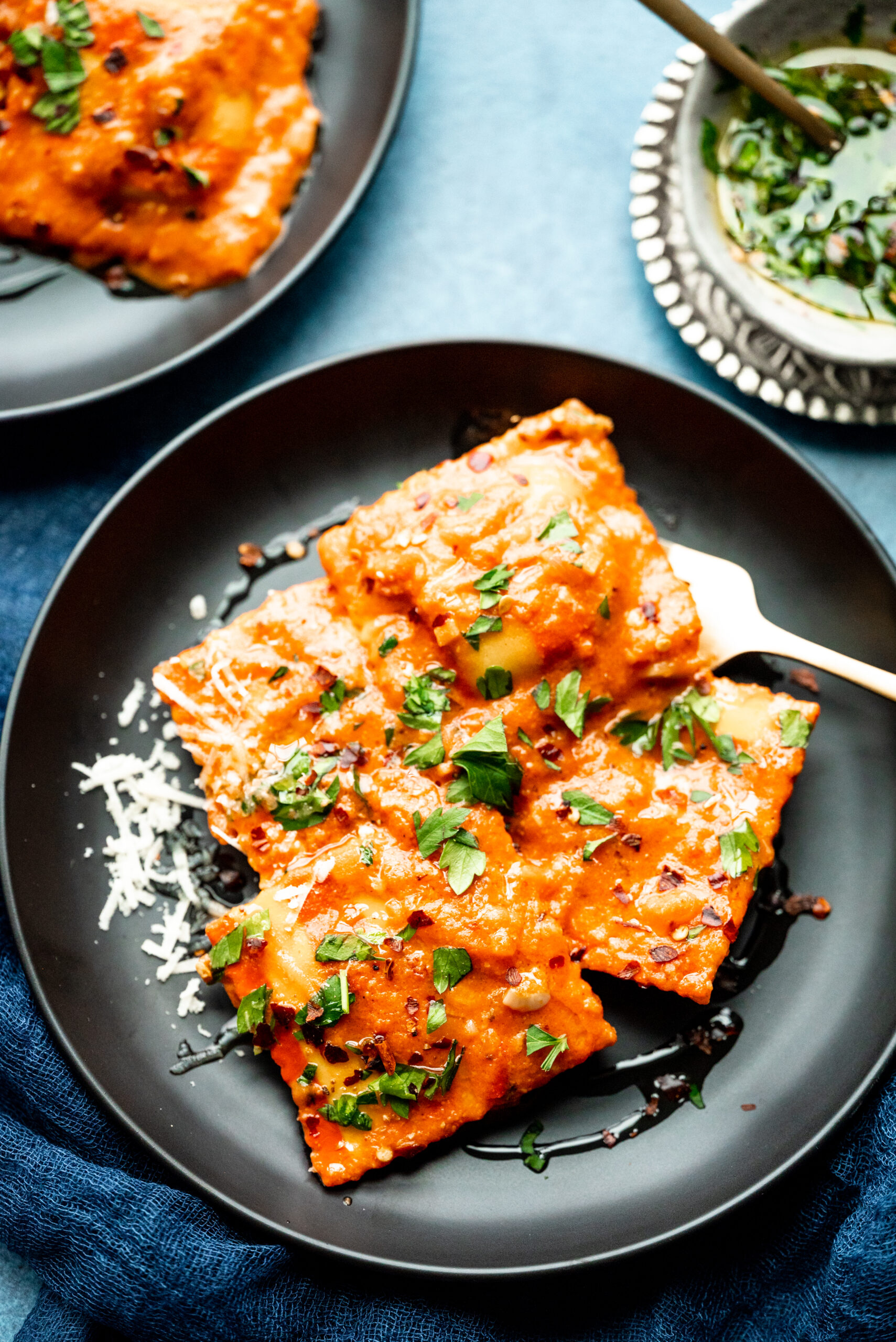 Basil Ravioli Recipe with Creamy Shallot Sauce