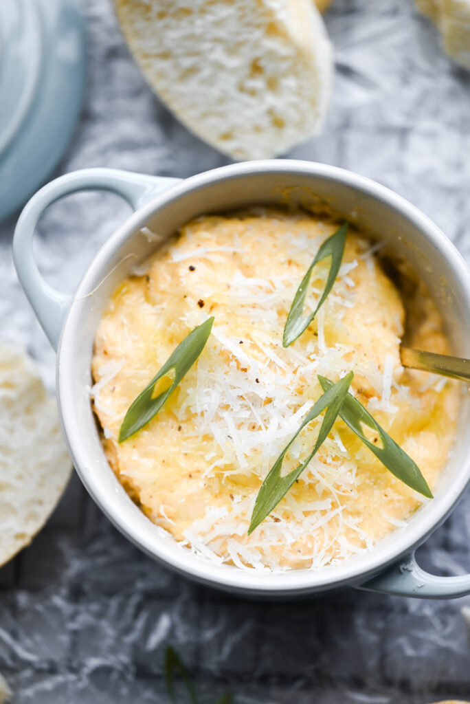 Buffalo crab dip with green onions. 