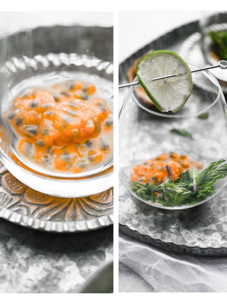 Quy trình tách ruột chanh dây và chia vào ly để làm mojito mocktail Quy trình tách ruột chanh dây và chia vào ly để làm mojito mocktail
