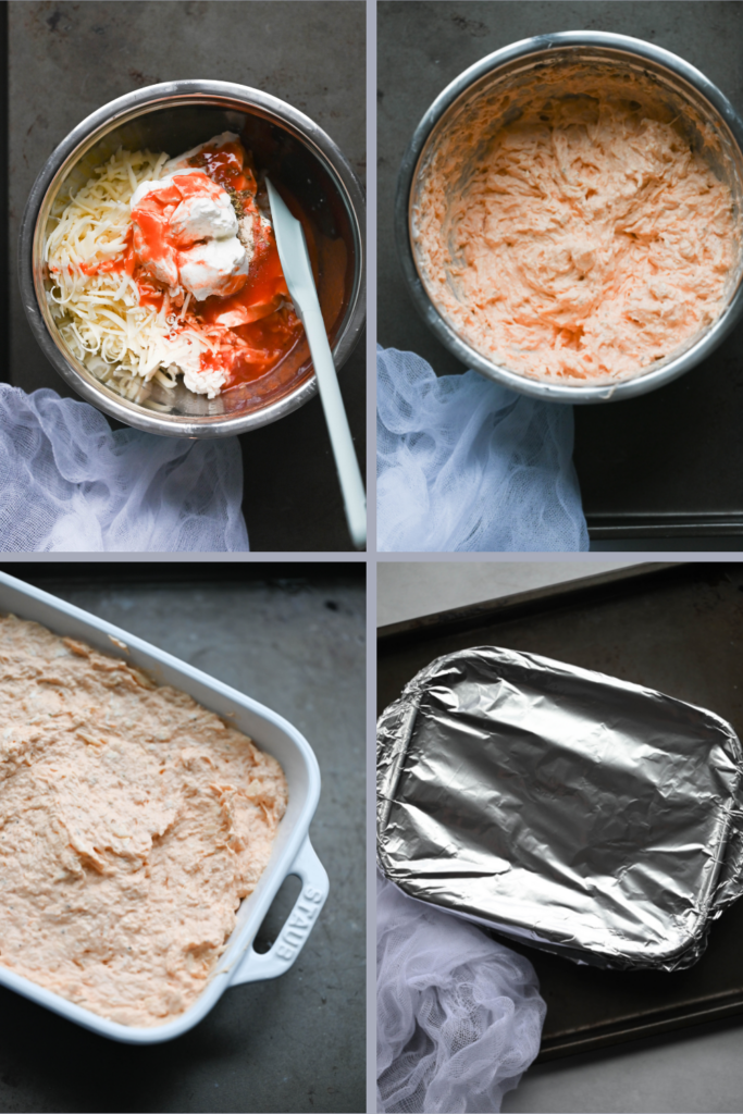 Process steps involved in making buffalo crab dip. 