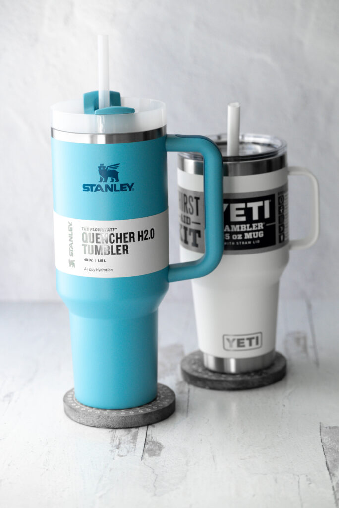 What is so special about the Stanley 40oz quencher? Review photo with a white yeti 35 oz rambler. 