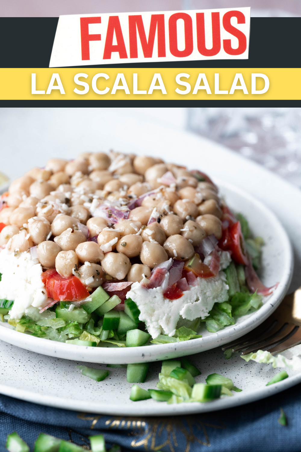 Kim Kardashian's favorite salad - the la scala salad served la scala style.  In a big heap with chickpeas on top. 