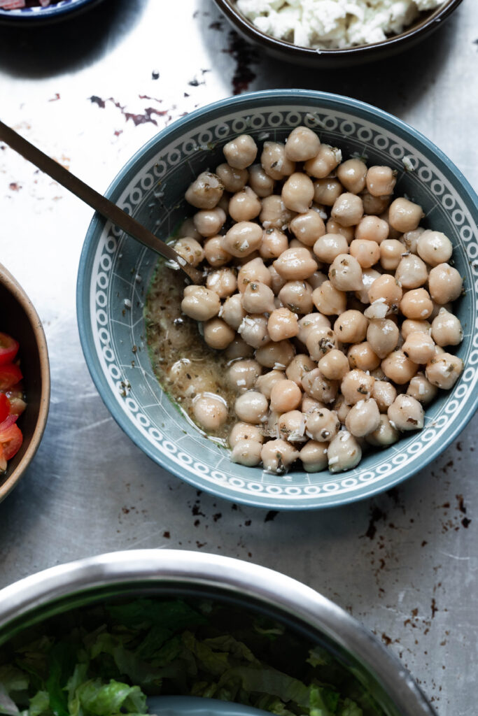 Marinated Chickpeas for the La Scala Chopped Salad. 