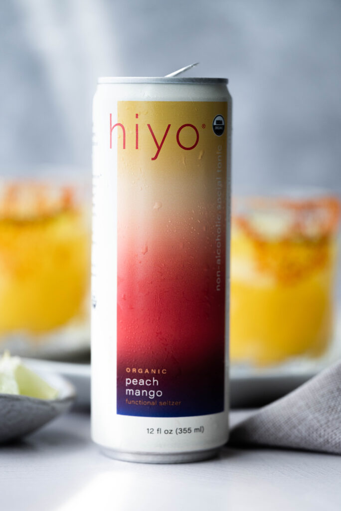 Photo of Hiyo adaptogenic drink, close up of the can.  