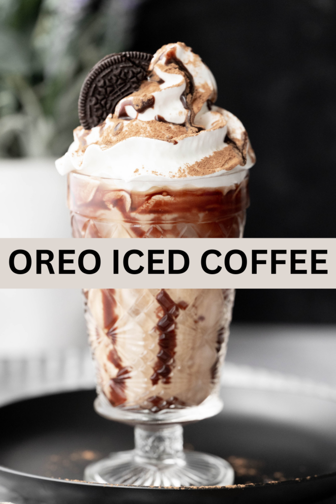 Oreo Iced Coffee Pinterest Image with text. 