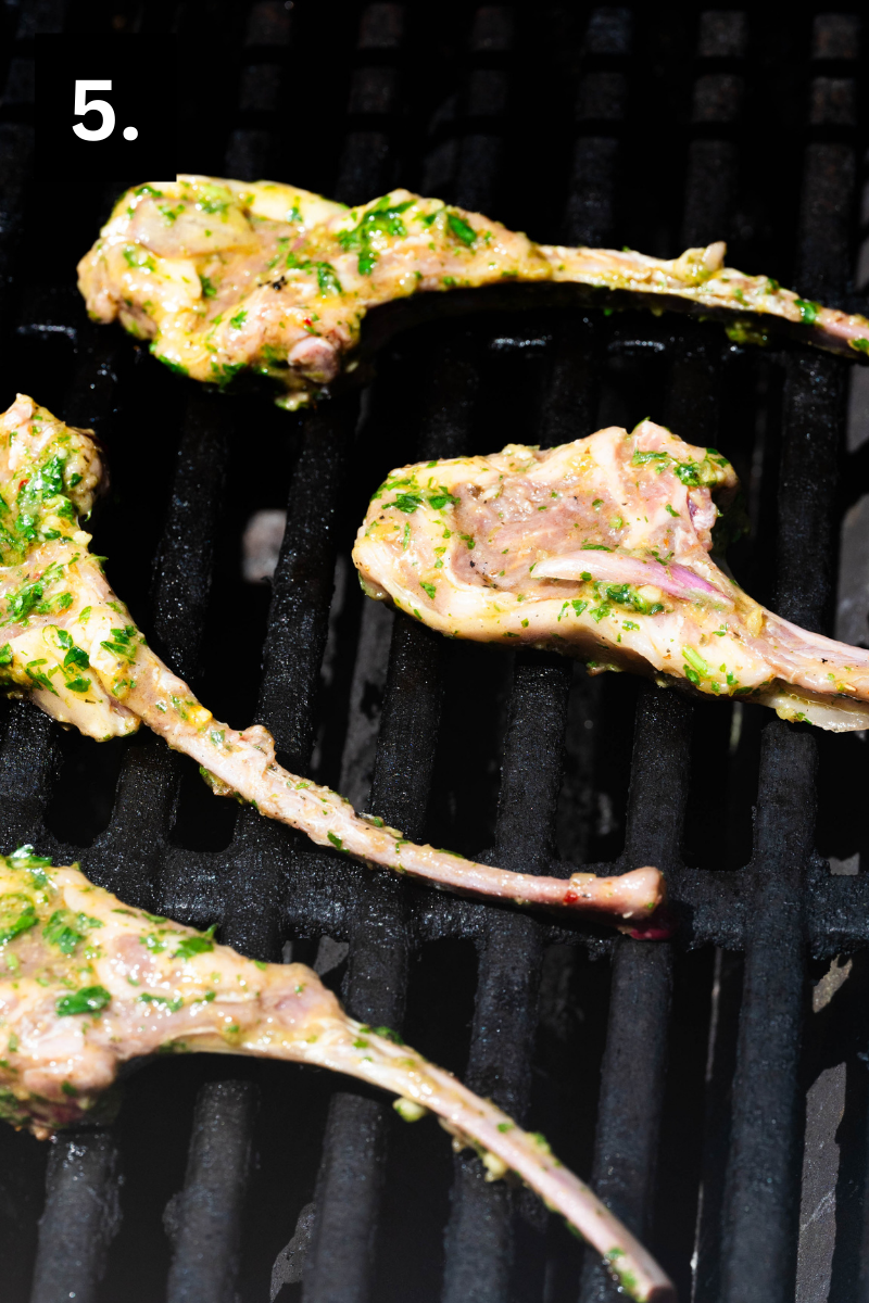 Lamb chops on the grill. 