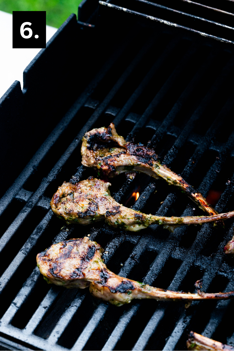 Lamb chops on the grill. 