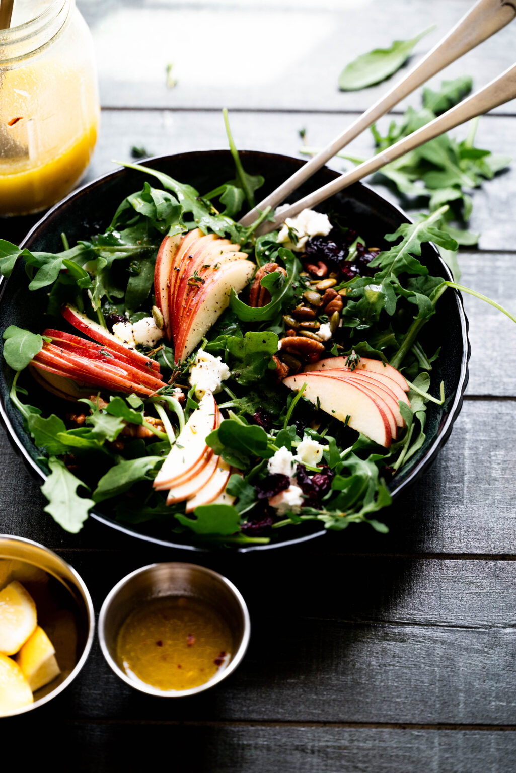 Arugula Apple Salad with Goat Cheese and Apple Cider Vinaigrette