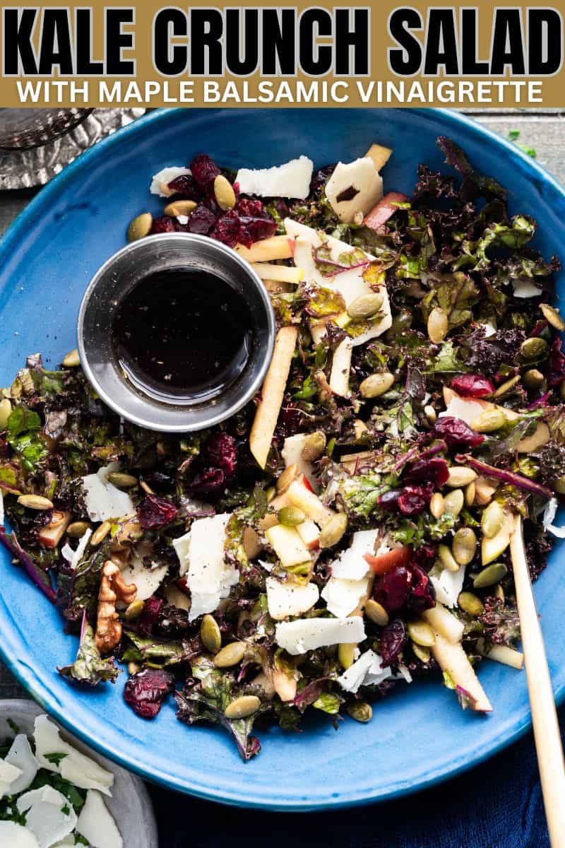 Kale crunch salad with maple balsamic dressing on the side. 