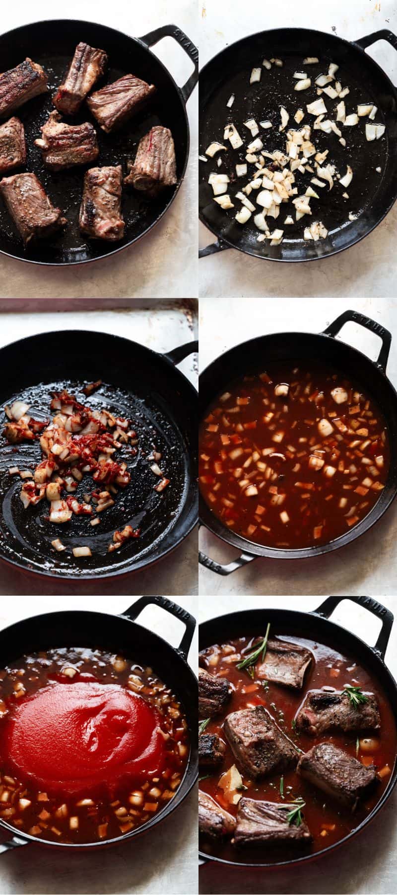 Step-by-step infographic detailing how to make Italian Braised Short Ribs. 