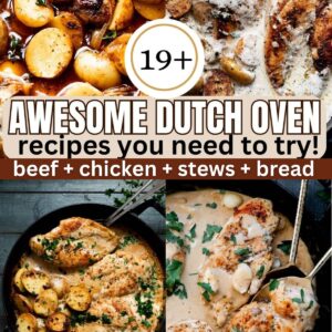 collage of dutch oven recipes.