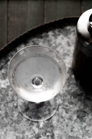 Overhead image of a virgin martini. 