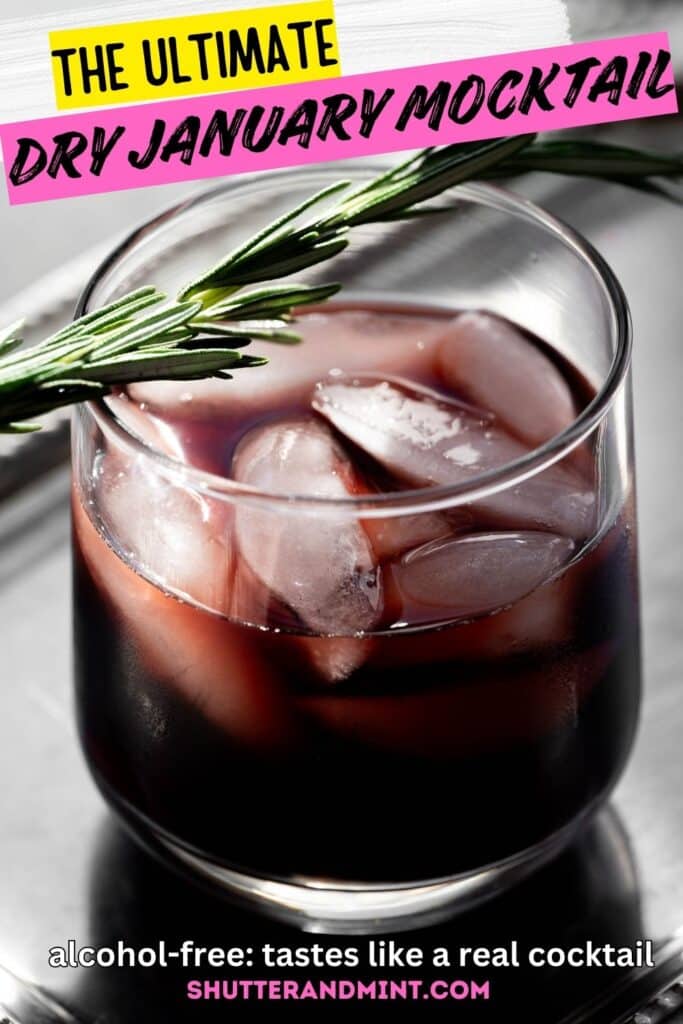 Dry january mocktail with text overlay for pinterest. 