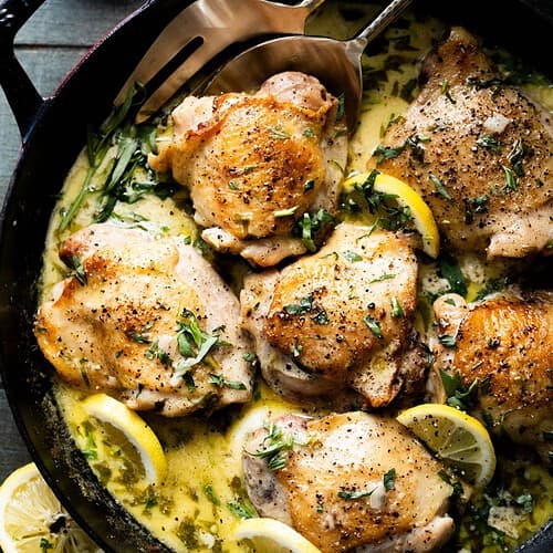 Hero Image for Dutch Oven Tarragon and Dijon Mustard Chicken Thighs.