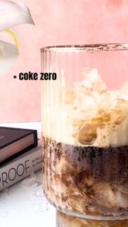 Process shot: coke zero in a glass with fizz.