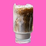 Protein soda on a pink background