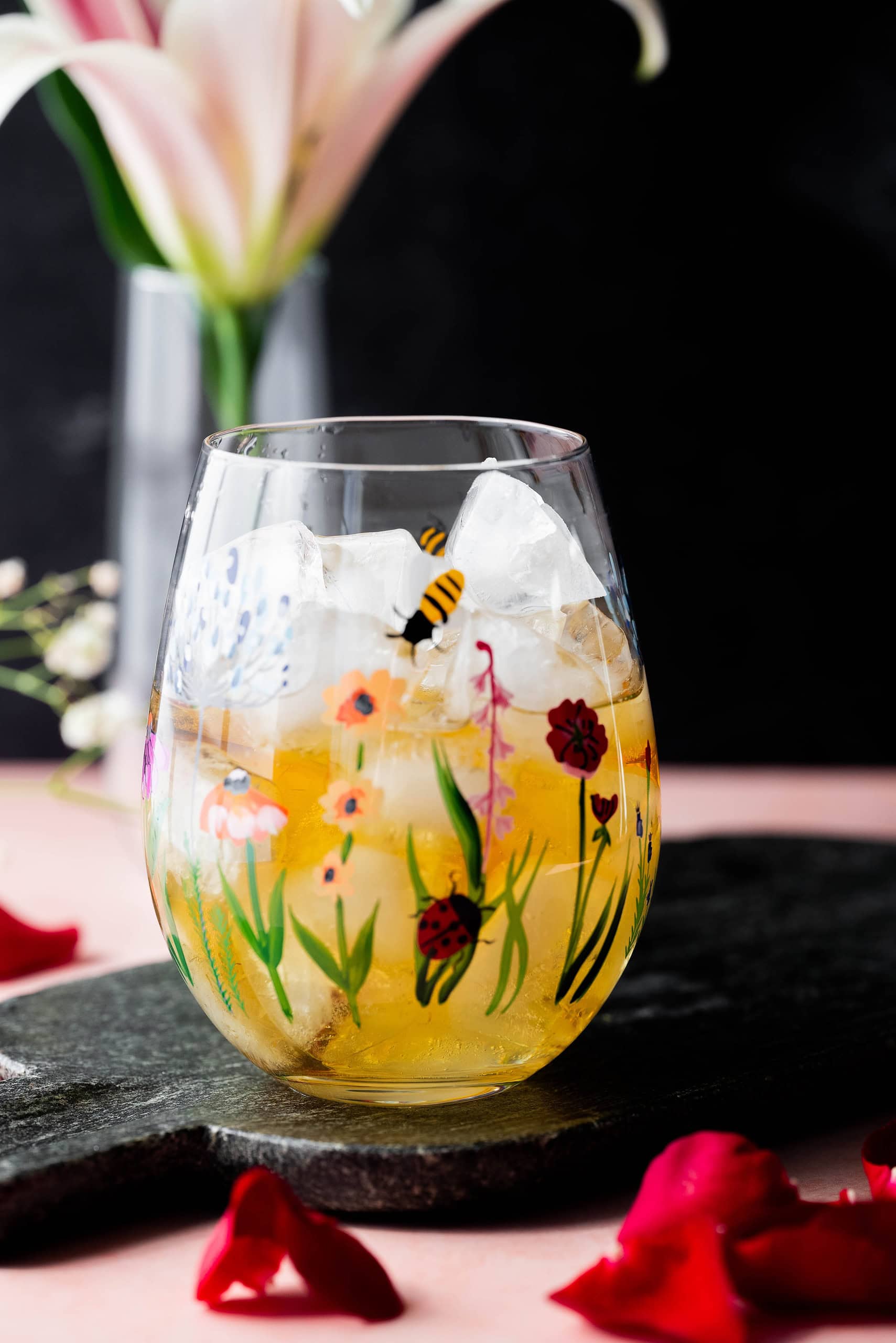 Process image of a blueberry mocktail. 