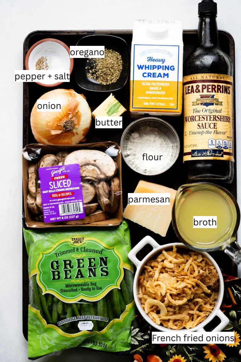 Image of Ingredients you need for green bean casserole. 