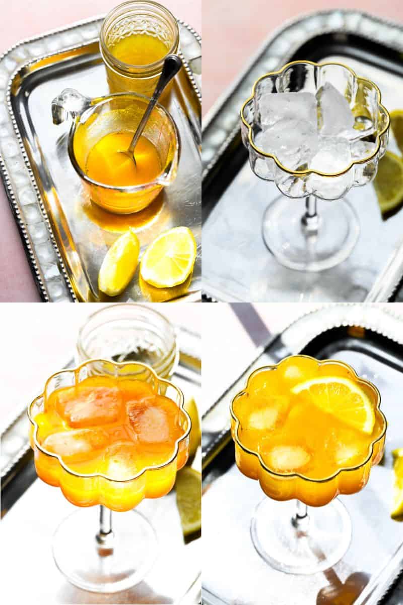 Process shots showing how to make this mocktail. 