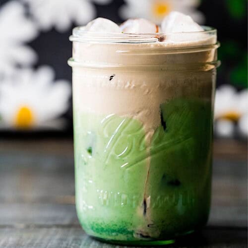 Iced Dubai Chocolate Matcha Latte Copycat recipe hero image.