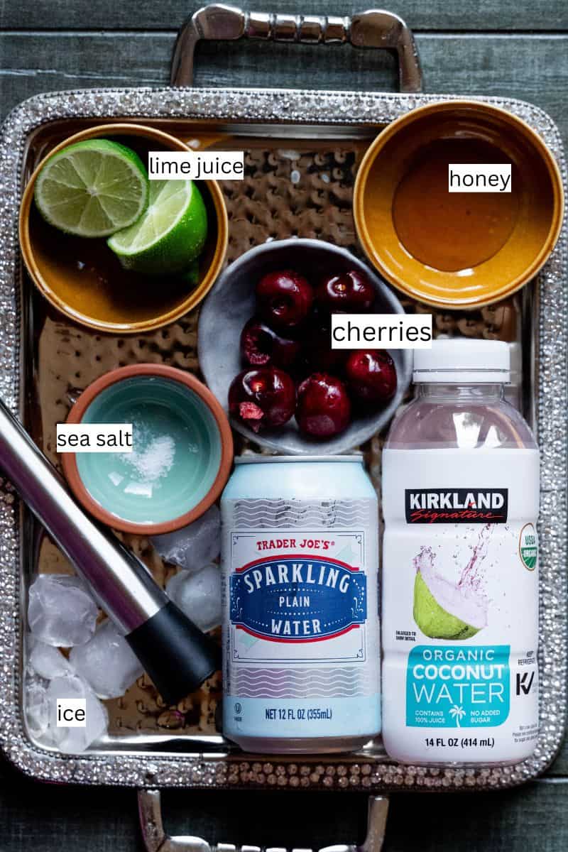 Ingredients on a sheet with labels.