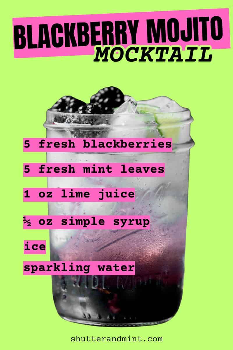 Infographic for blackberry mojito recipe.