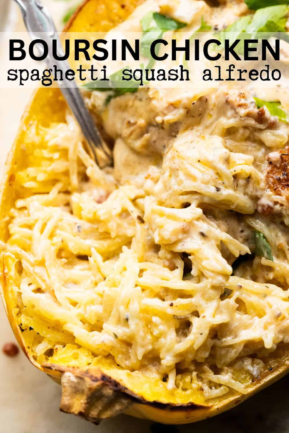 Image of spaghetti squash with text overlay. 