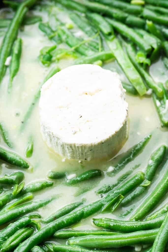 Boursin cheese in green beans 