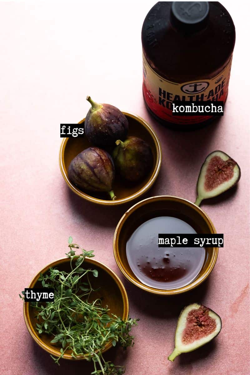 Labeled ingredients on a board.