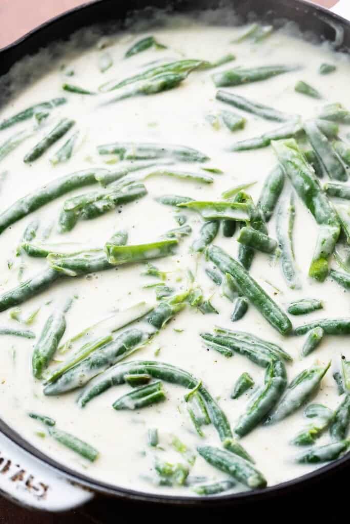 Green beans in casserole sauce