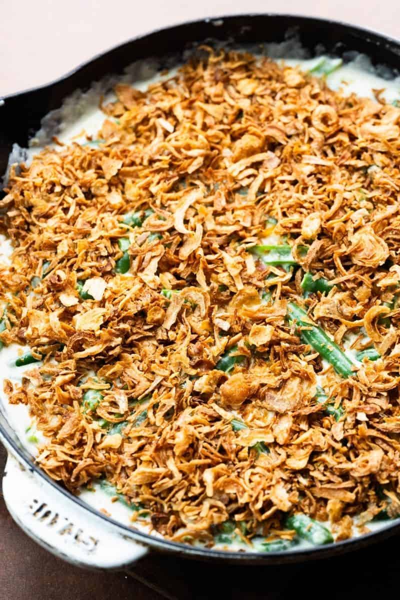 green bean casserole with french fried onions