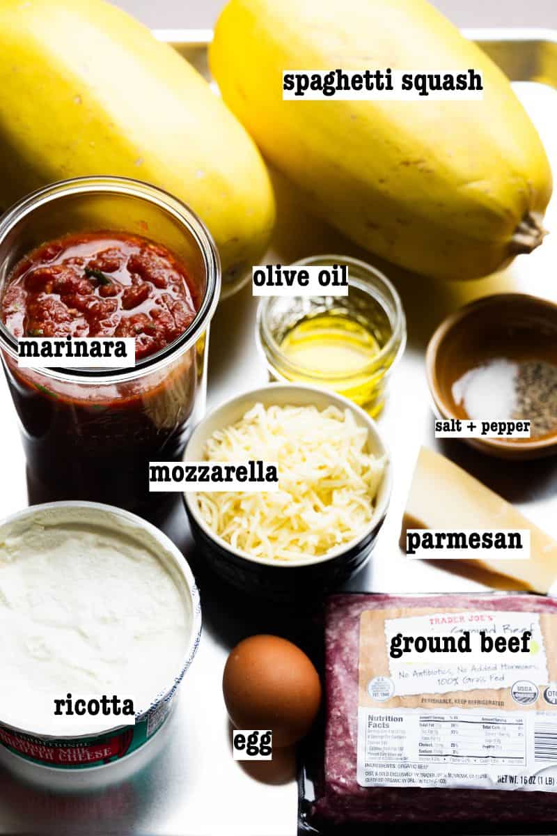 Ingredients needed to make lasagna boat spaghetti squash.